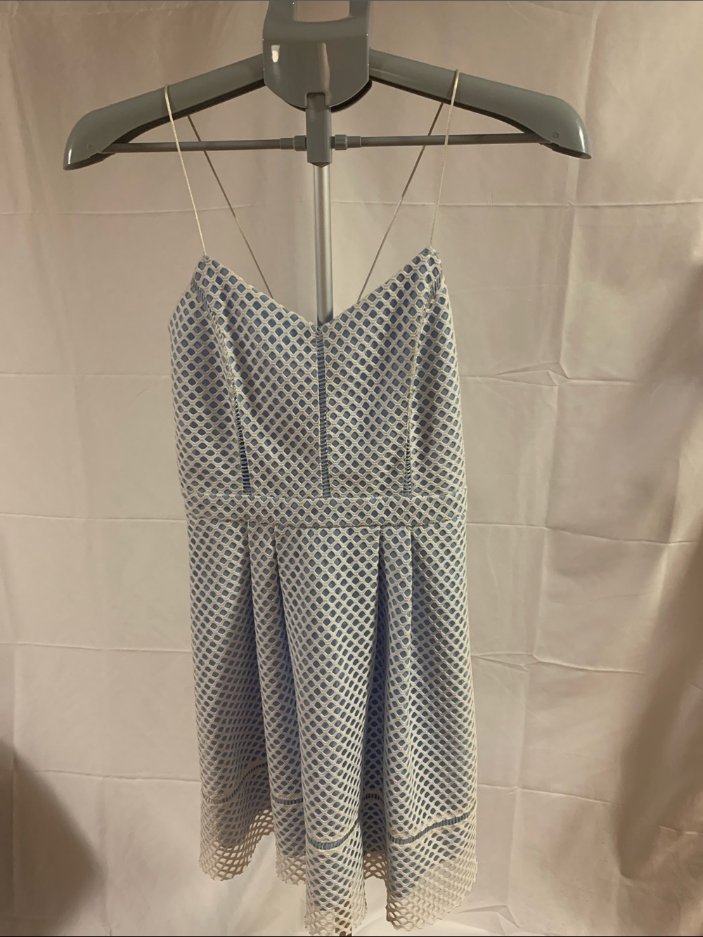 TOPSHOP blue and white overlay dress, 8, spaghetti straps, fully lined